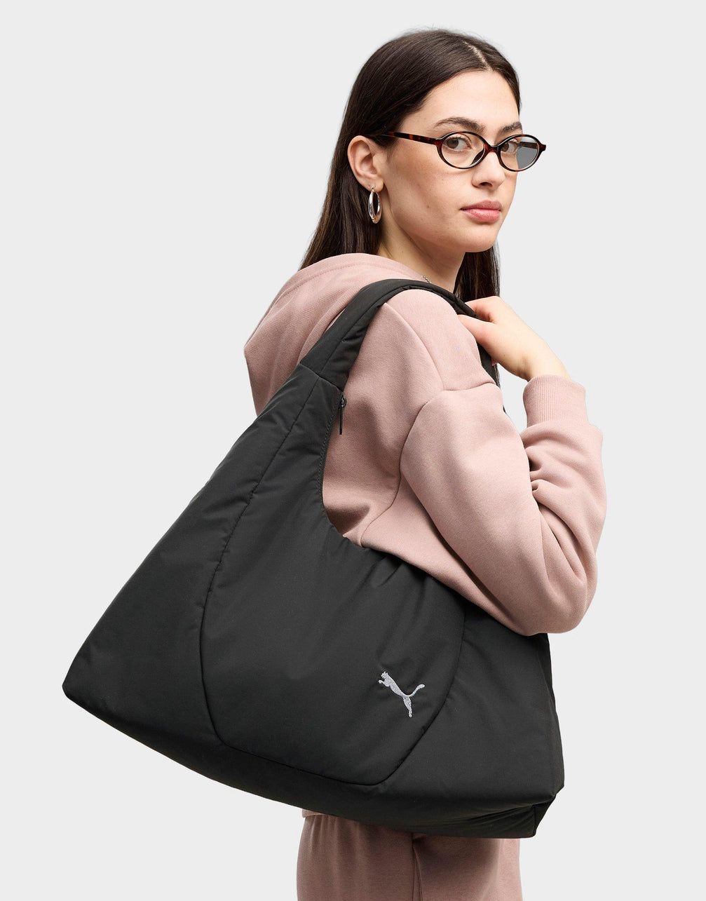 Puma Large Her Prism Bag in black, front view