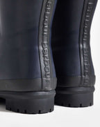 Barbour Abbey tall wellington boot in navy, pair front view