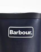 Barbour Abbey tall wellington boot in navy, detail of logo