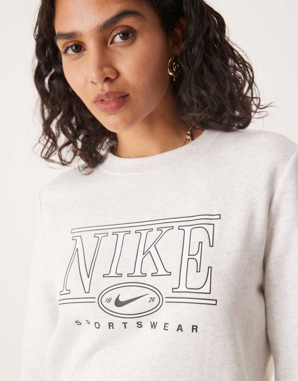 Nike Club Fleece retro logo sweatshirt in grey, back view