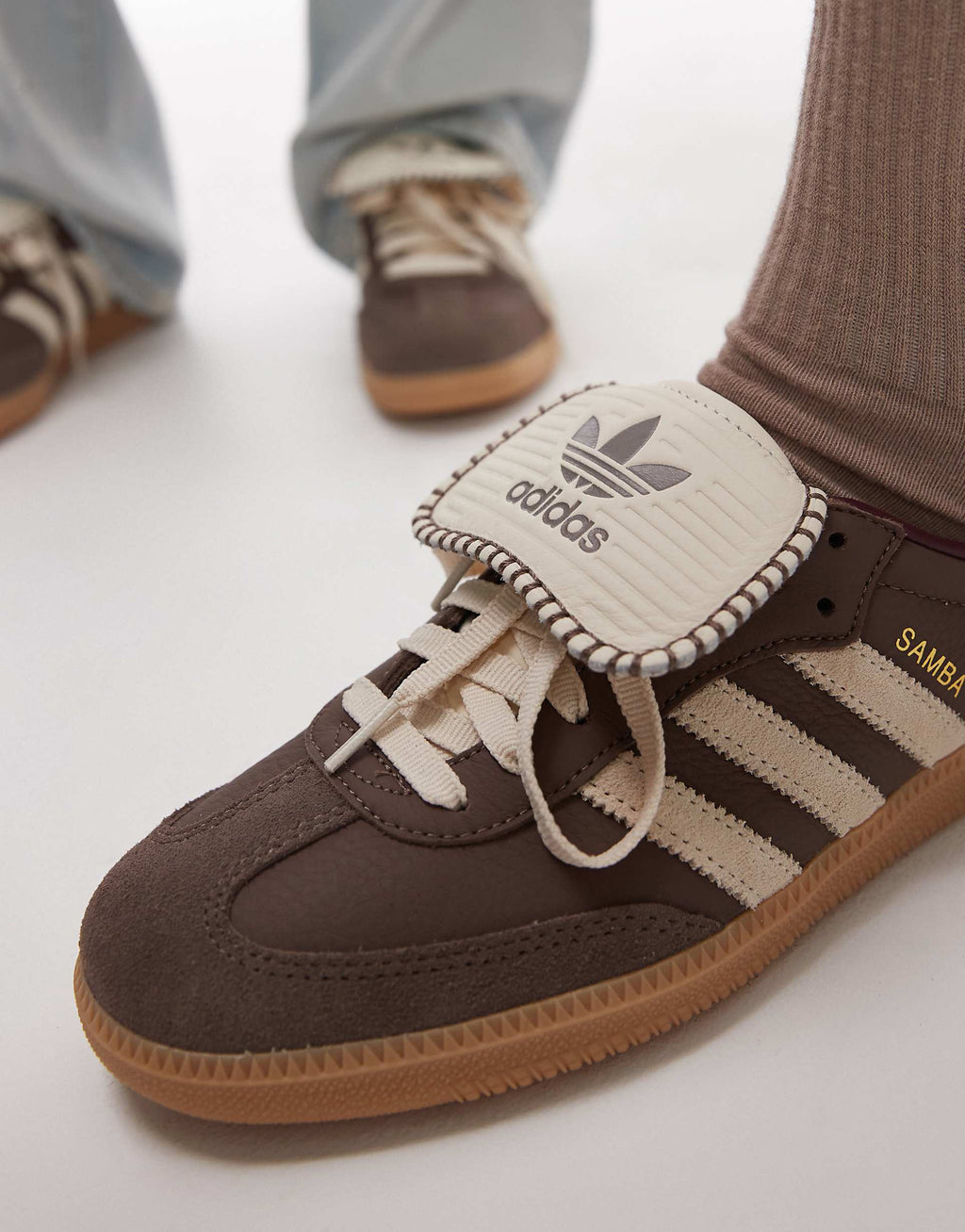 adidas Originals Samba LT trainers with crochet detailing in brown