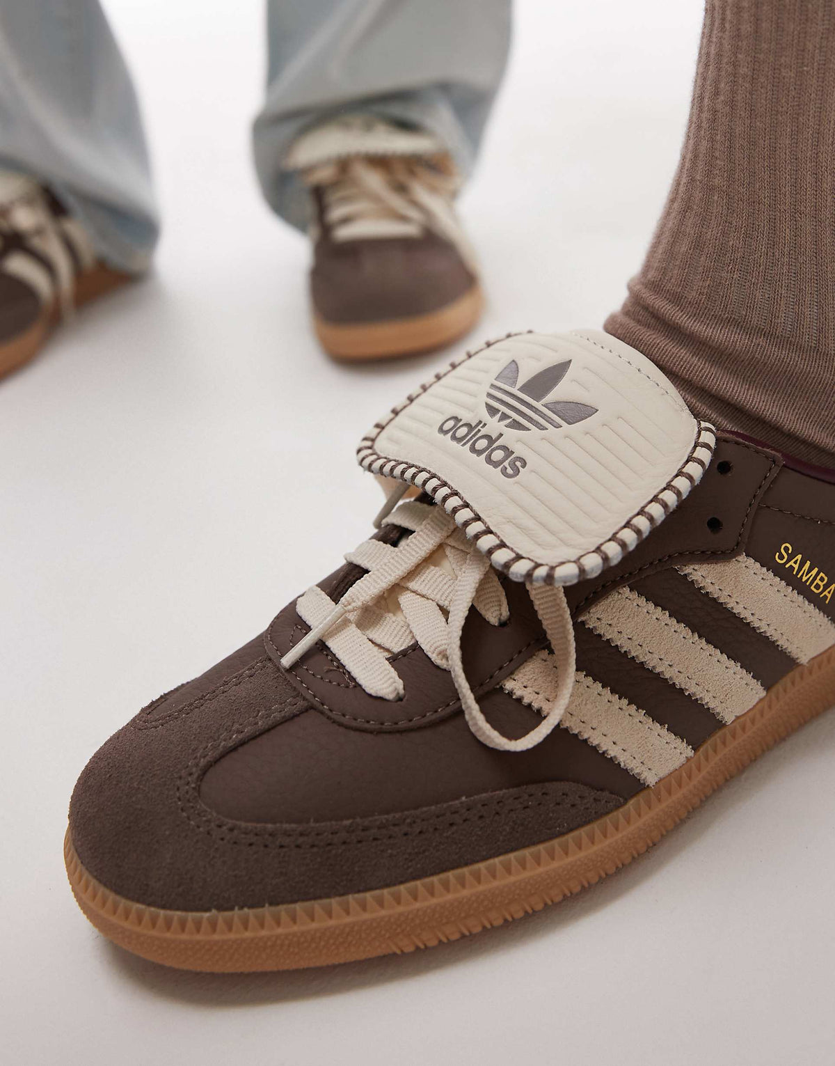 adidas Originals Samba LT trainers with crochet detailing in brown
