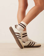 Adidas Samba in cream and brown, gum sole detail