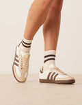 Adidas Samba in cream and brown, pair side view
