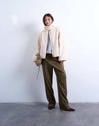 Topshop funnel boucle tab detail bomber in cream, alternate view