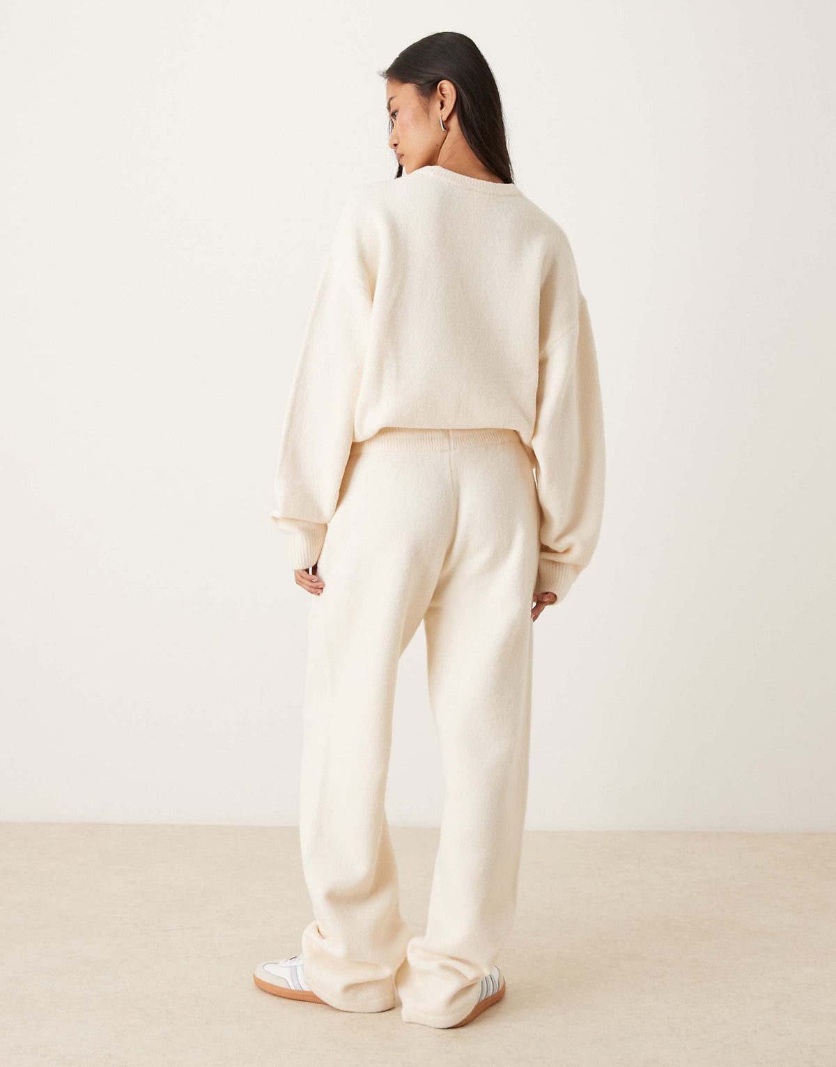 adidas Originals knitted wide leg track pants in cream