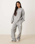 adidas Originals knitted wide leg track pants in grey