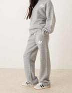 adidas Originals knitted wide leg track pants in grey