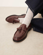 Walk London Rhea tassel loafer in cherry, front view