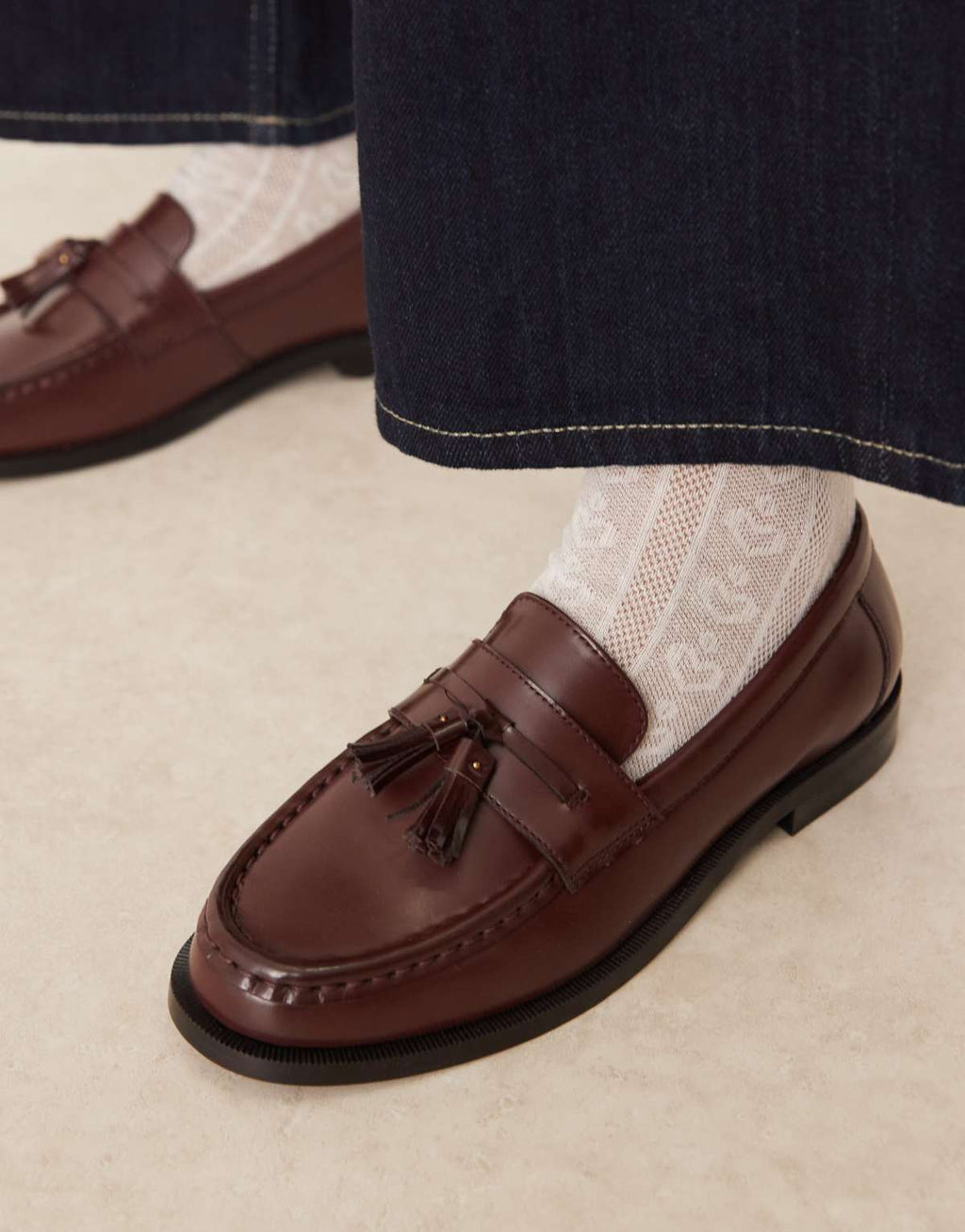 Walk London Rhea tassel loafer in cherry, additional view