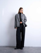 Topshop formal 80s double breast bomber with wool in grey, alternate view