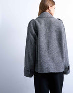 Topshop formal 80s double breast bomber with wool in grey, alternate view