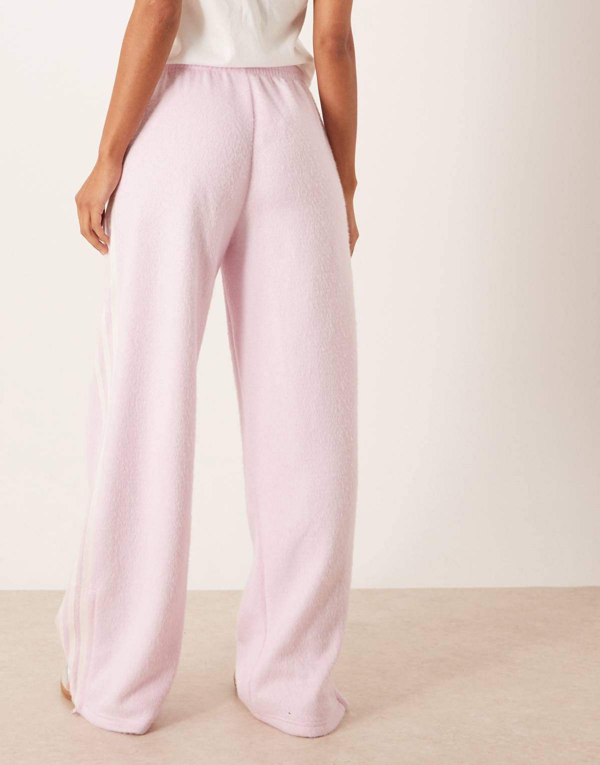 adidas Originals Firebird fluffy track pants in pink, view 4