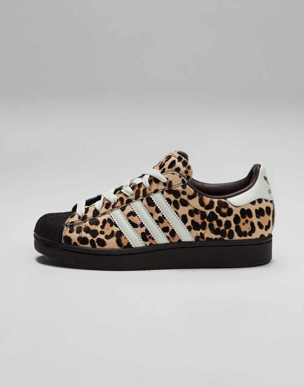 adidas Originals Superstar II trainers in leopard print, side view