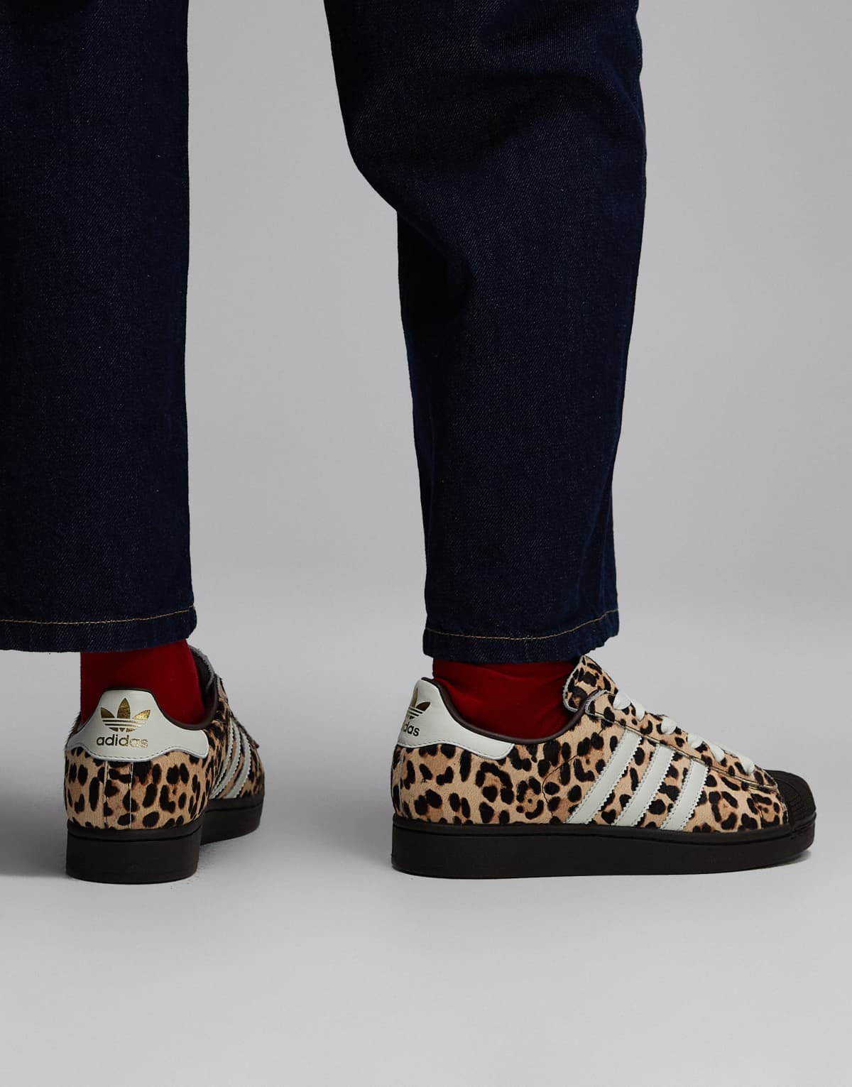 adidas Originals Superstar II trainers in leopard print, back view