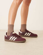 adidas Originals Samba OG trainers in maroon croc print, front view
