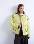 Topshop contrast quilted liner in green, front view