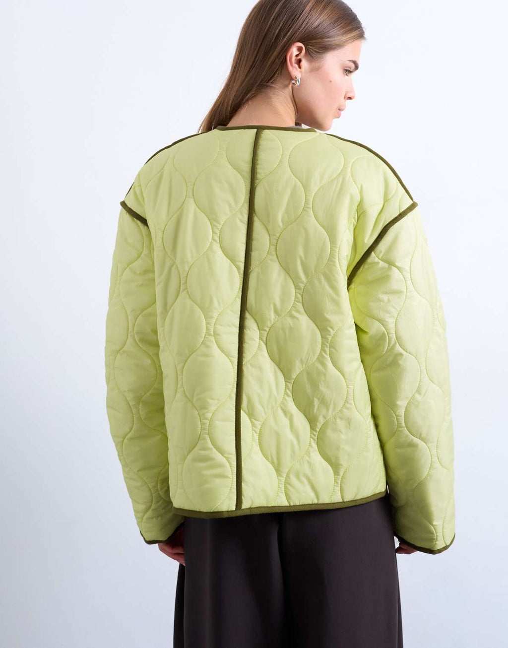 Topshop contrast quilted liner in green, alternate view
