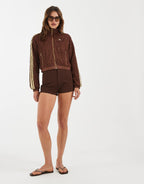 adidas Originals shirred track jacket in brown, side view