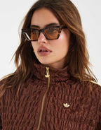 adidas Originals shirred track jacket in brown, back view