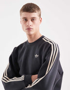 adidas Originals Three Stripe sweatshirt in dark grey, alternate view