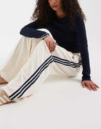 adidas Originals terry towel track pants in cream white, detail view