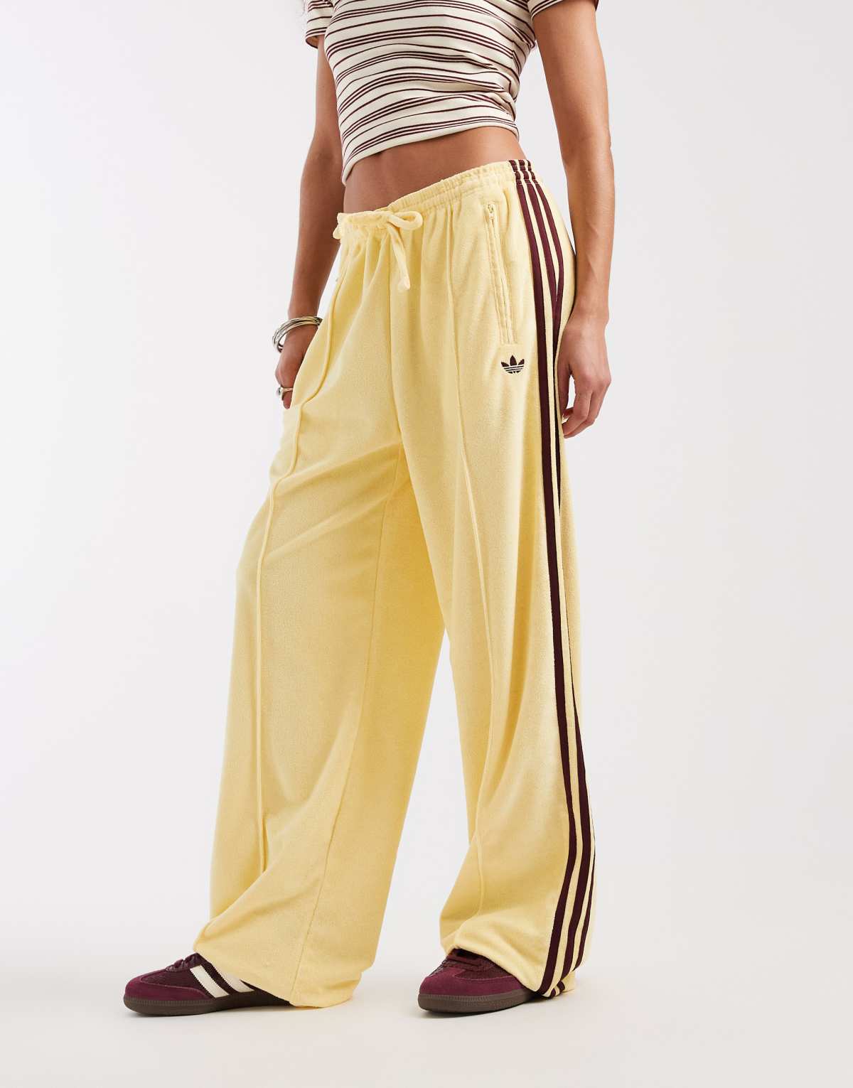 adidas Originals terry towel track pants in yellow, view 2