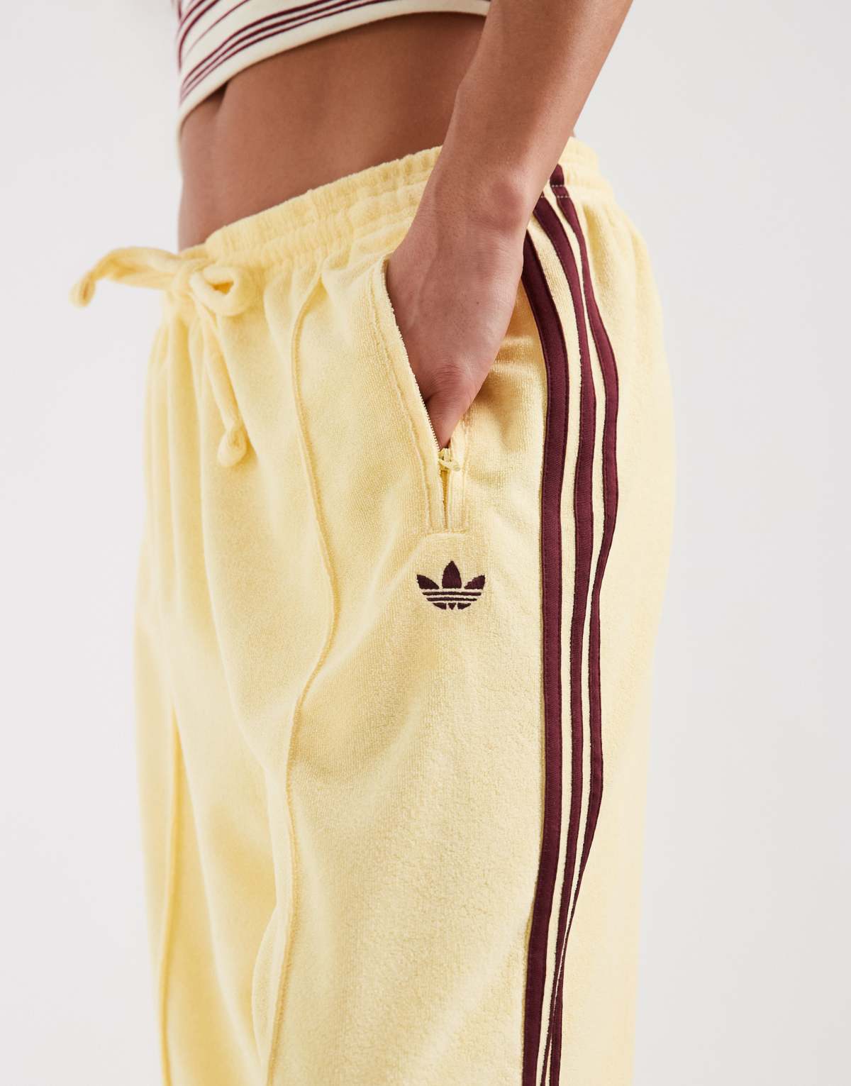 adidas Originals terry towel track pants in yellow, view 4