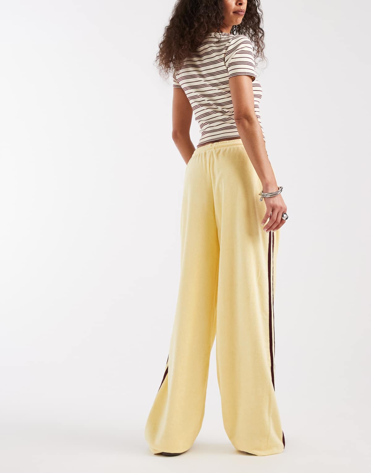 adidas Originals terry towel track pants in yellow, view 5