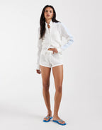 adidas Originals crochet track top in white and blue, side view