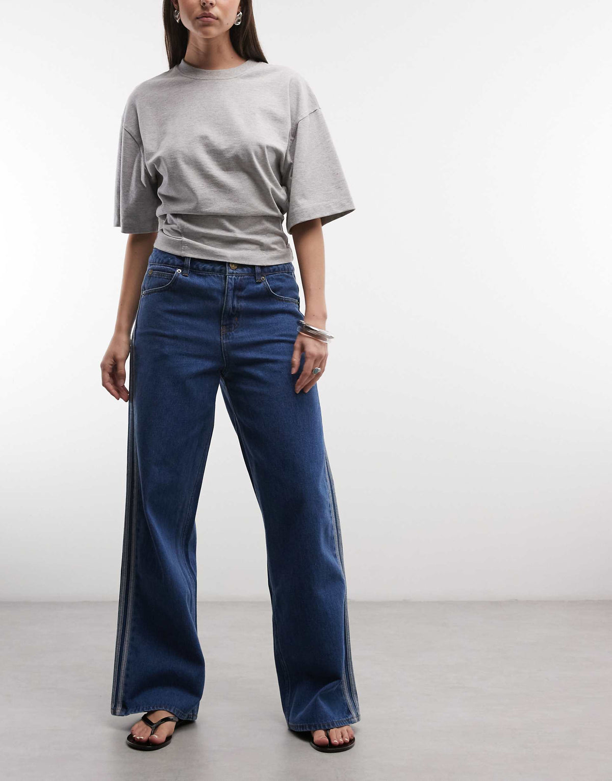 adidas Originals Firebird denim track pants in vintage blue