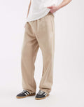 adidas Originals trefoil essentials open hem joggers in khaki, front view