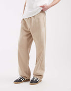 adidas Originals trefoil essentials open hem joggers in khaki, front view