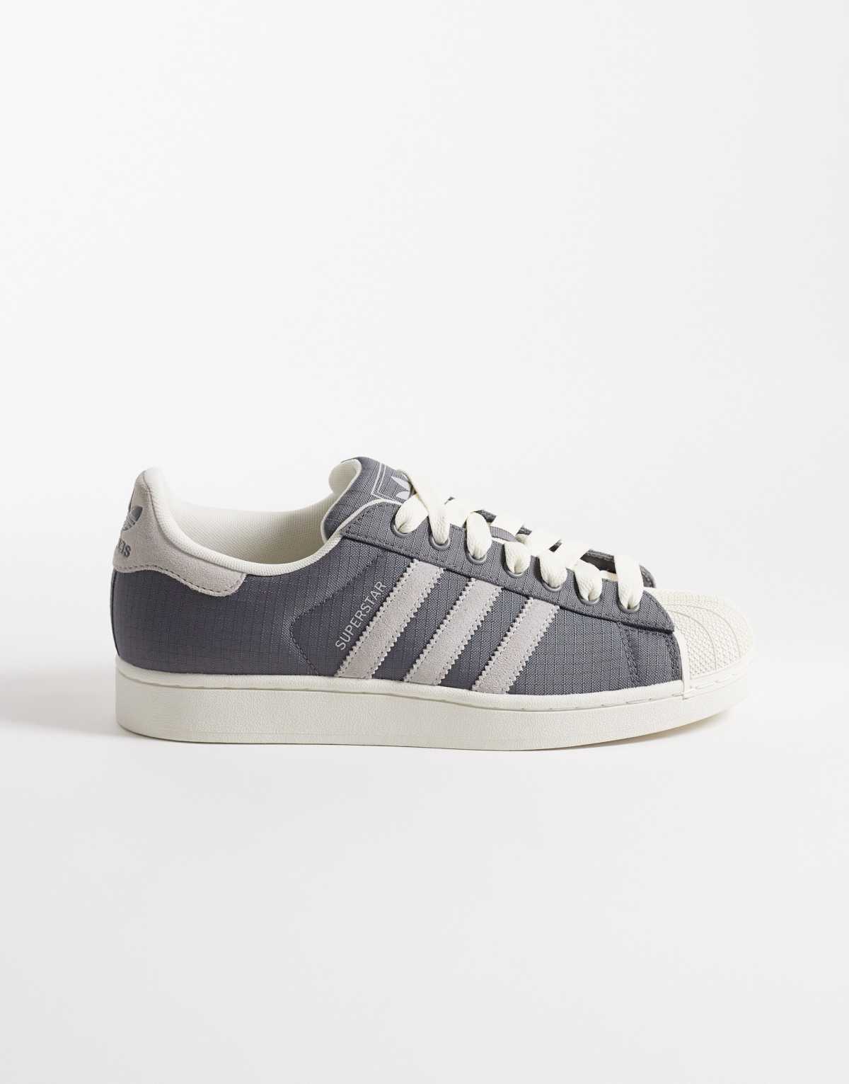 adidas Originals Superstar II trainers in grey and white, front view