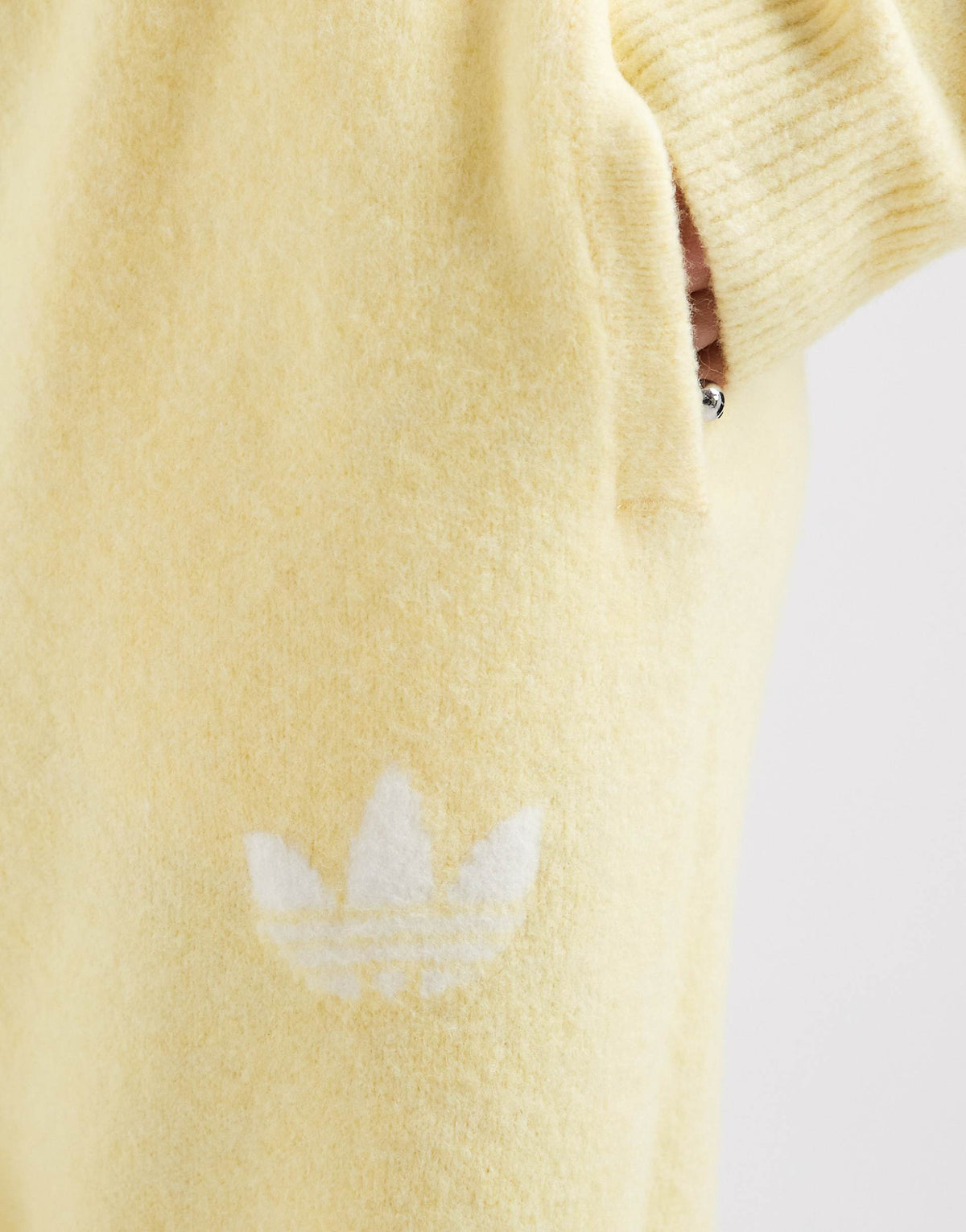 adidas Originals knitted wide leg track pants in butter yellow