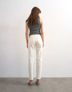 Topshop Runway mid rise straight jean in bone, back view