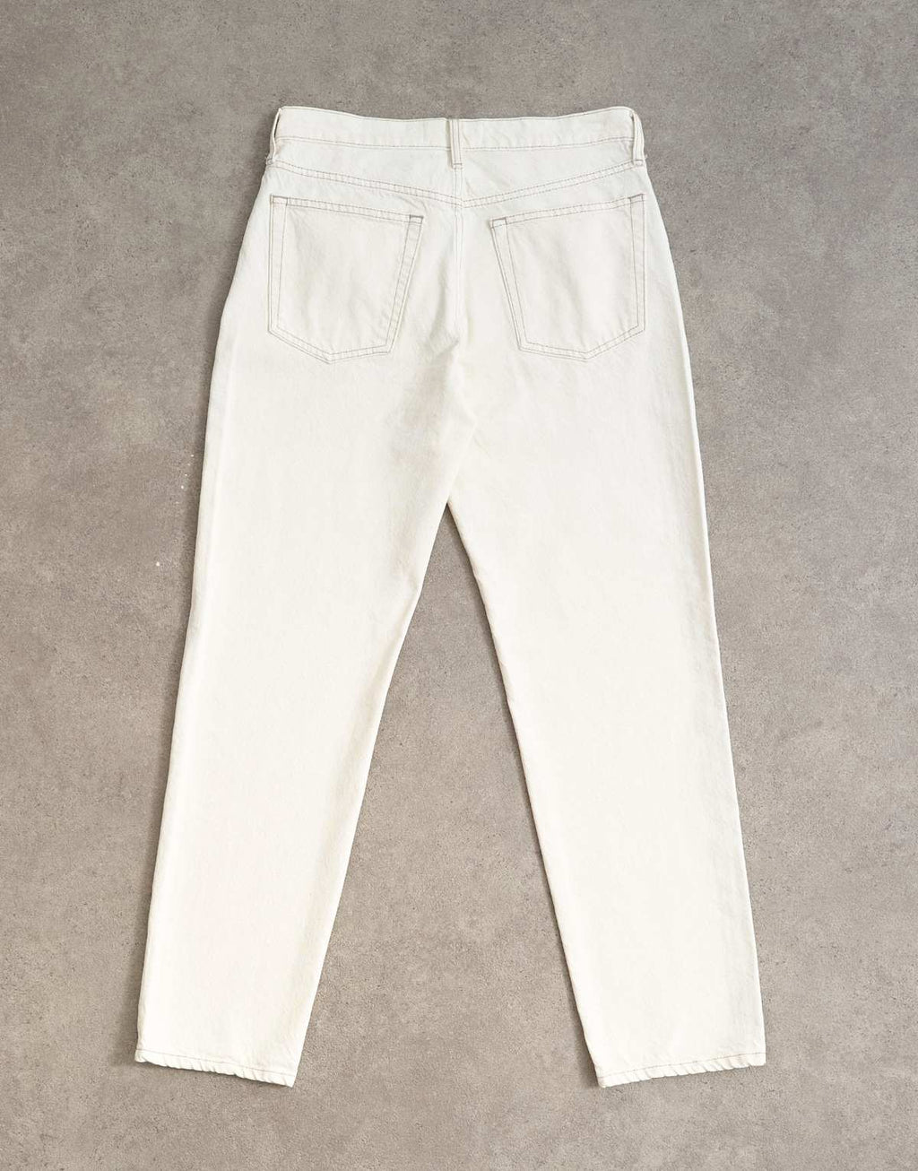 Topshop Runway mid rise straight jean in bone, full length view