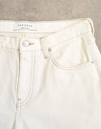 Topshop Runway mid rise straight jean in bone, fabric detail