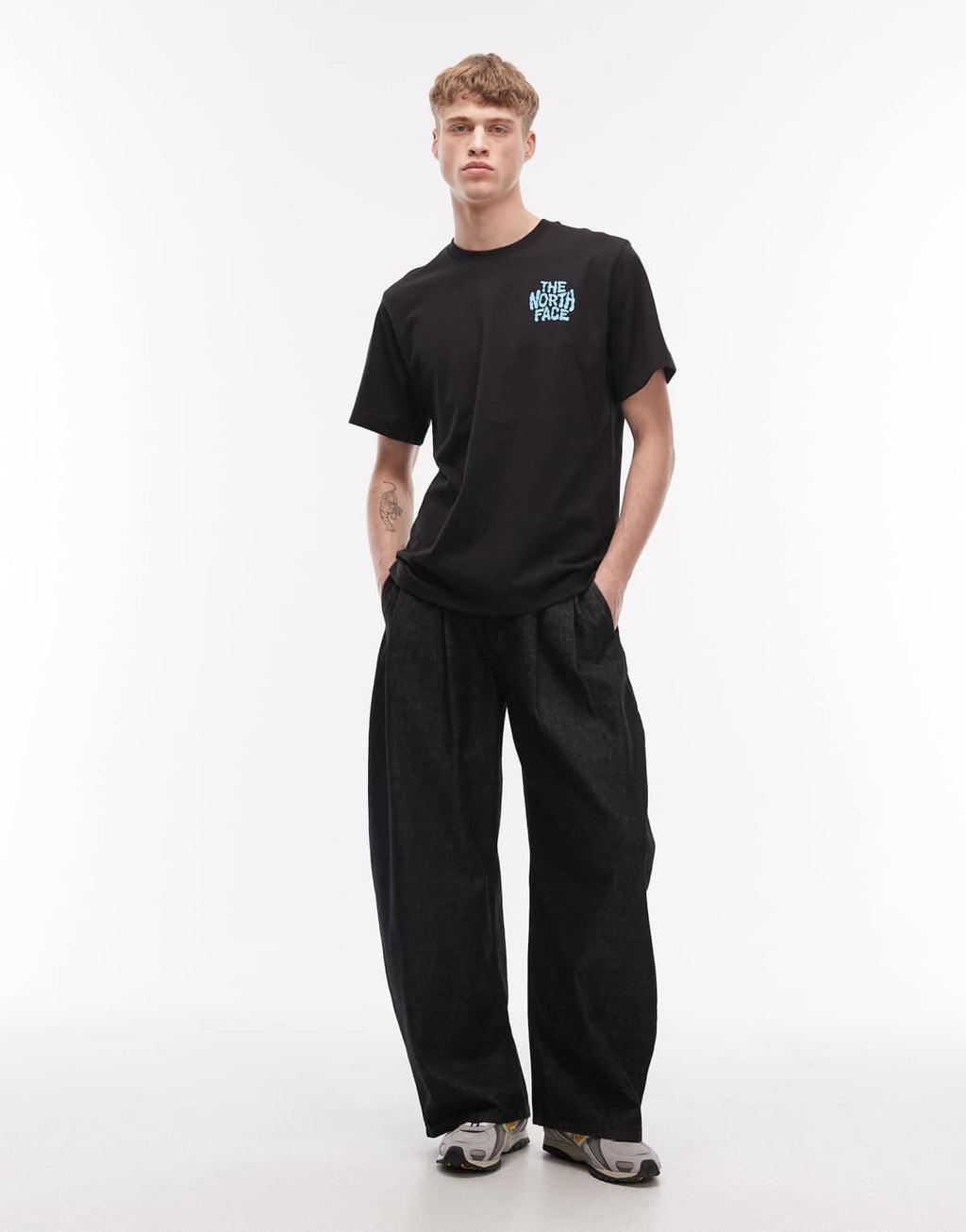 The North Face Drip Logo relaxed backprint t-shirt in black, alternate view