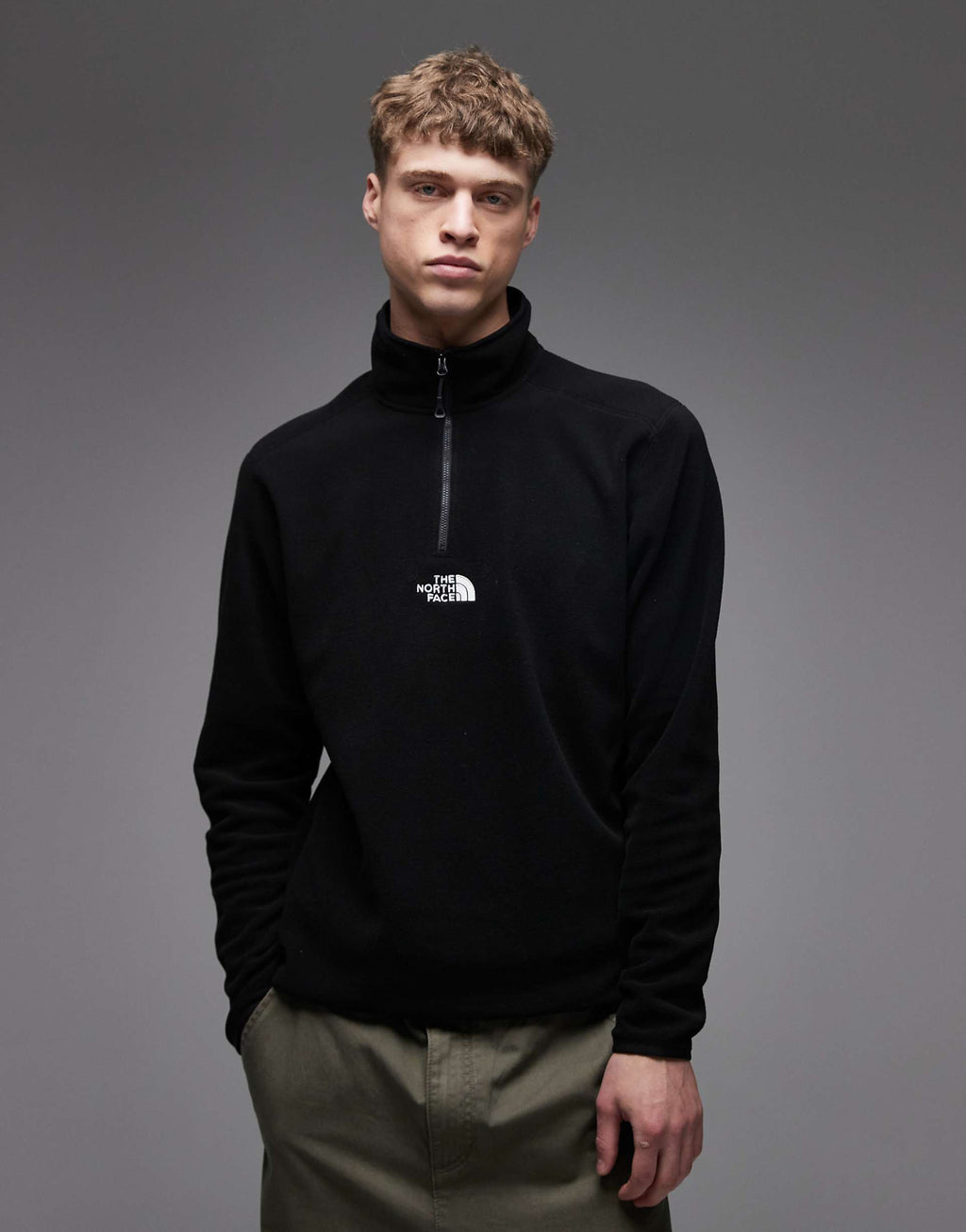 The North Face Glacier Embroidered Logo 1/4 zip in black