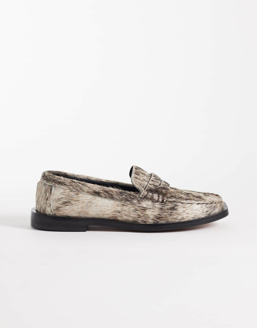 Pompeii Vega pony hair loafers in natural, front view