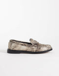 Pompeii Vega pony hair loafers in natural, front view