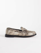 Pompeii Vega pony hair loafers in natural, front view