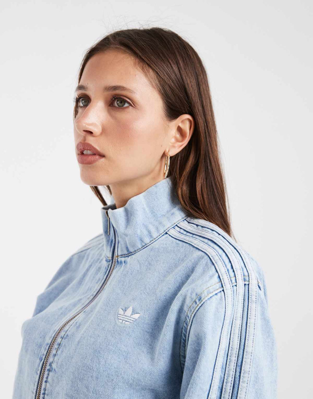 adidas Originals Firebird denim track top in light-wash blue, additional view