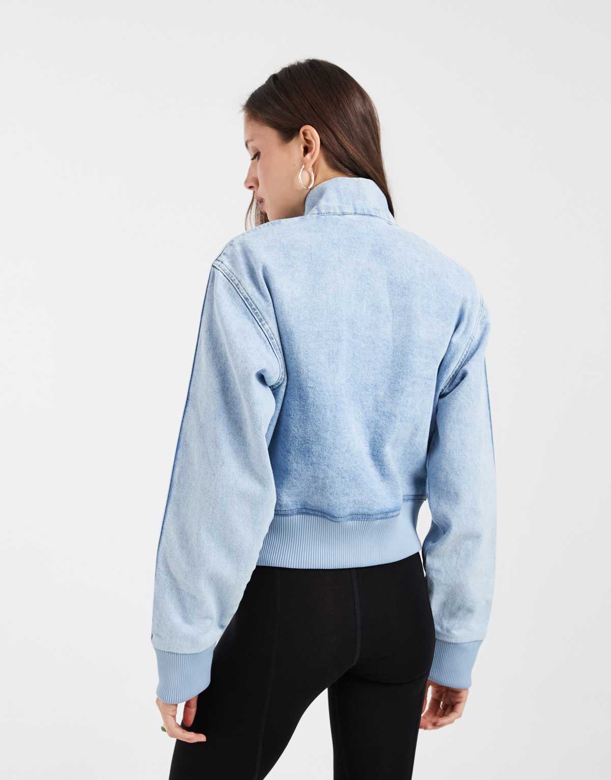 adidas Originals Firebird denim track top in light-wash blue, additional view