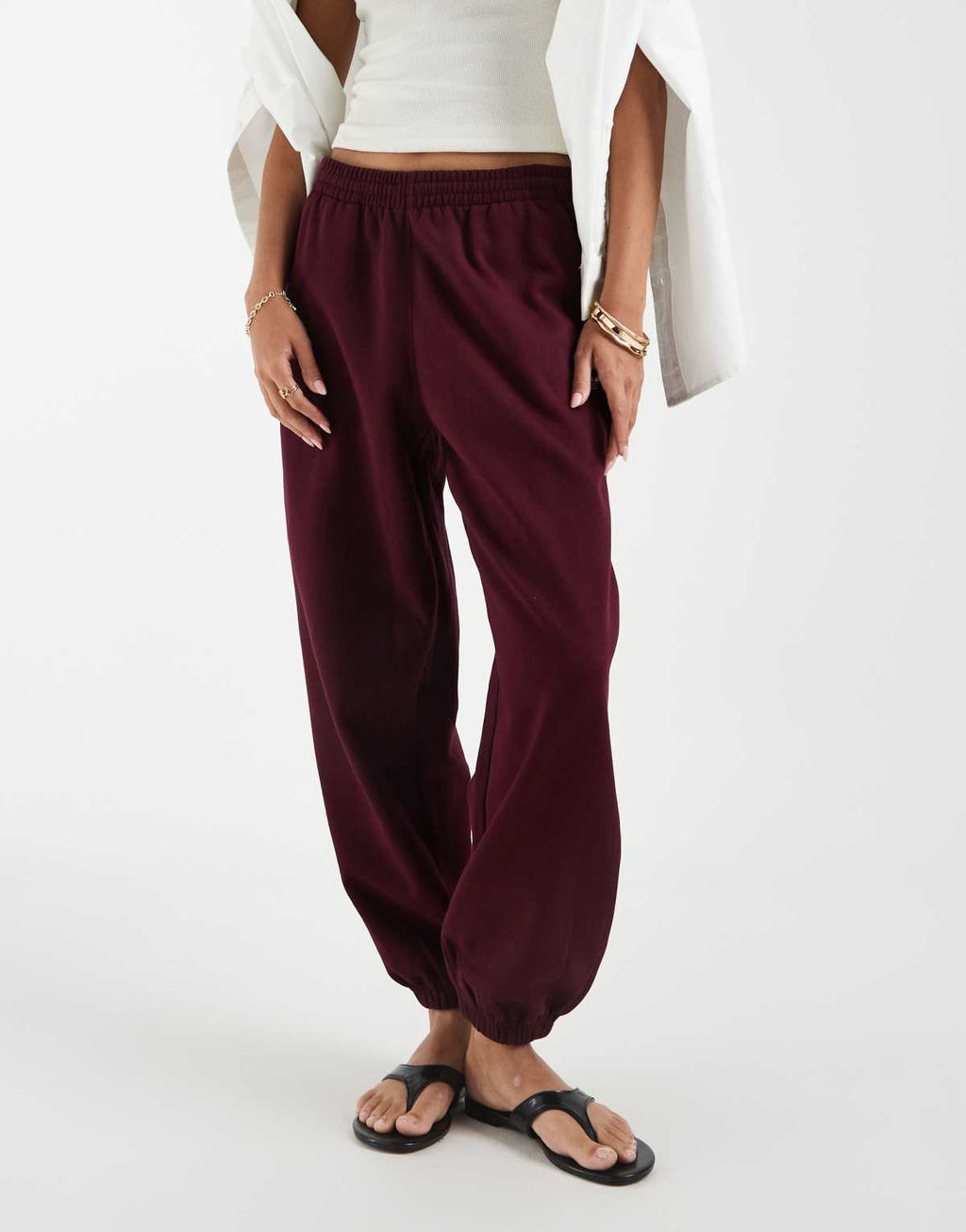 adidas Originals essential joggers in maroon, alternate view