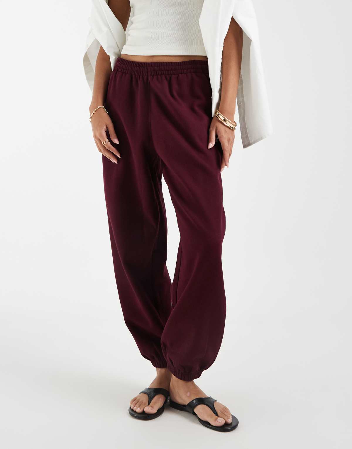 adidas Originals essential joggers in maroon, alternate view