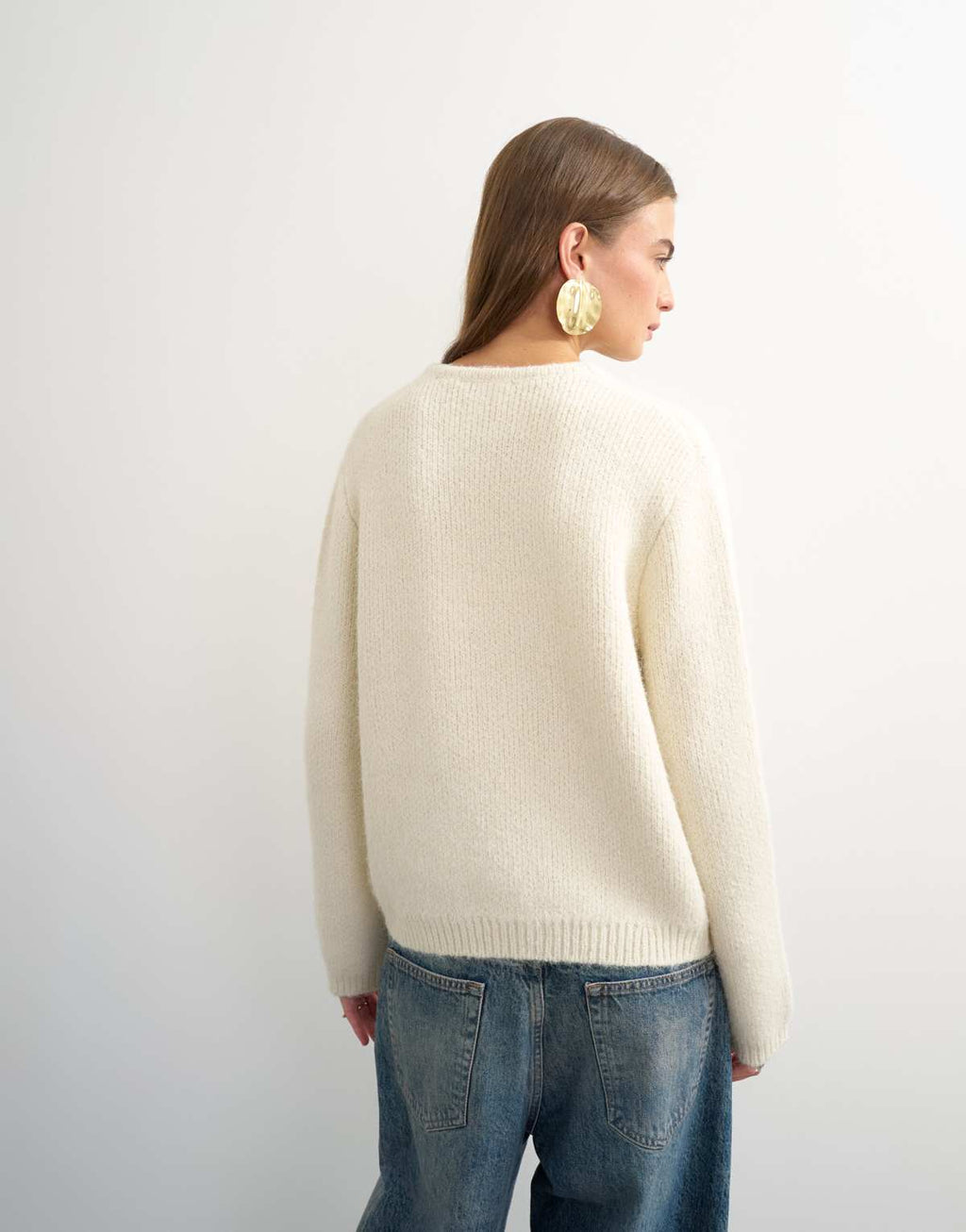 Topshop knitted fluffy eyelash cardigan in ivory, knit detail