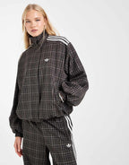 adidas Originals check track top in night brown, back view