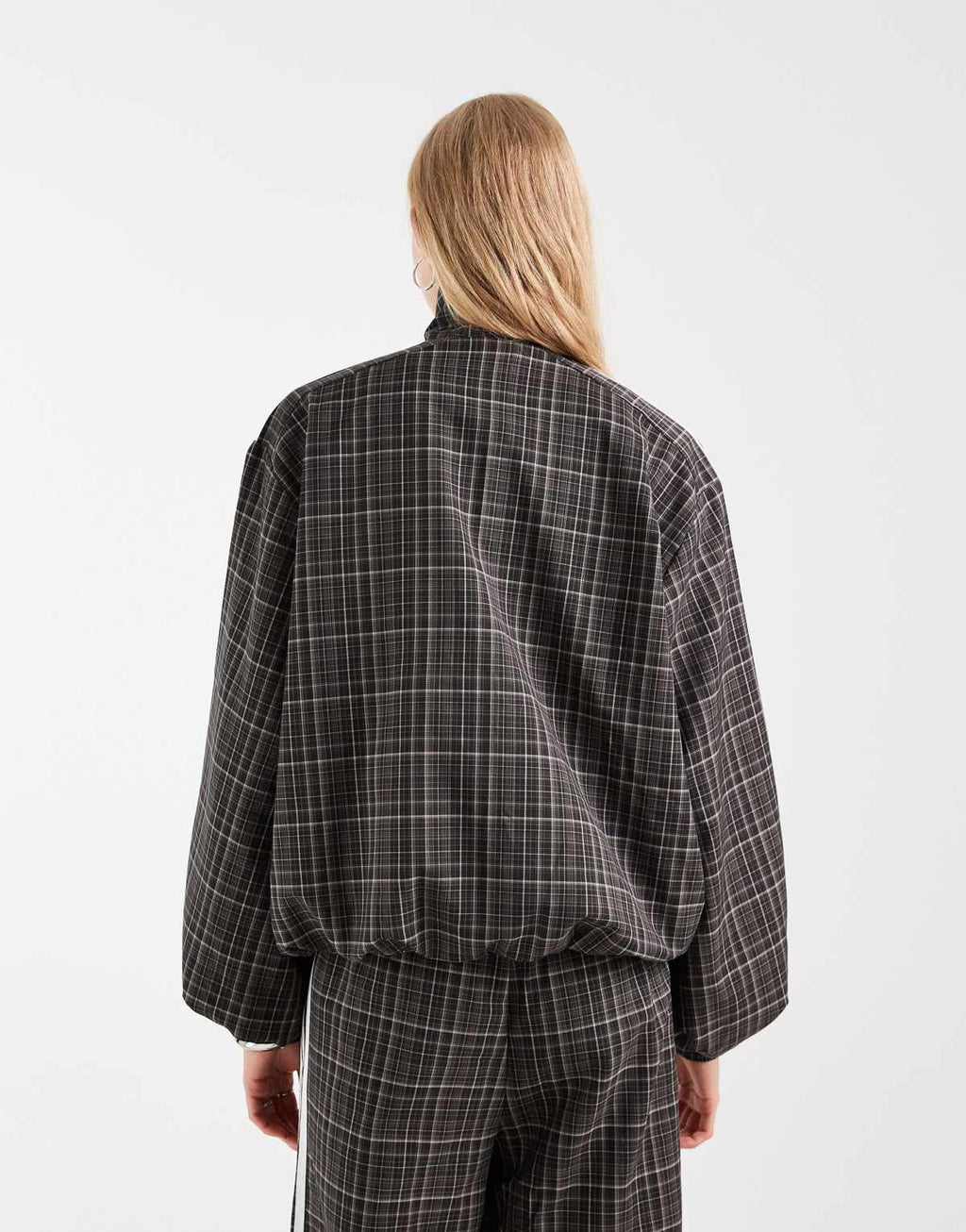 adidas Originals check track top in night brown, detail view